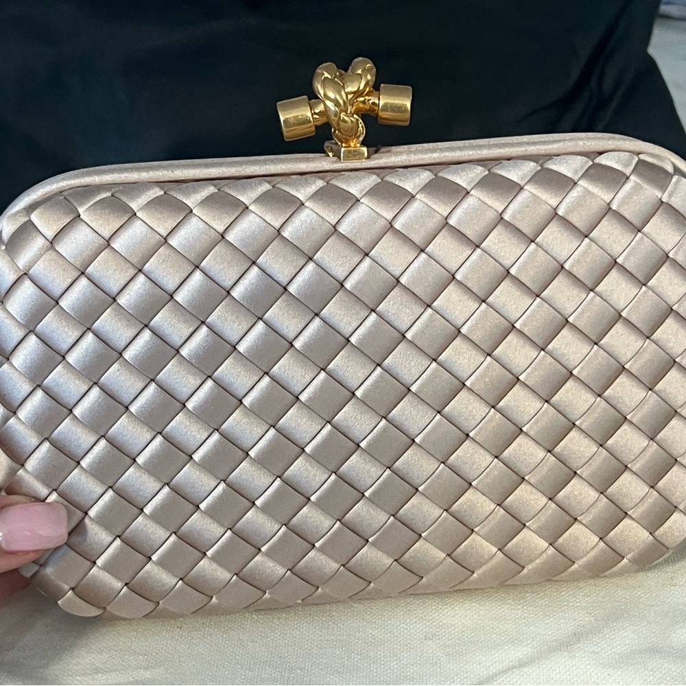 Bottega Veneta Woven Clutch in Champagne Gold